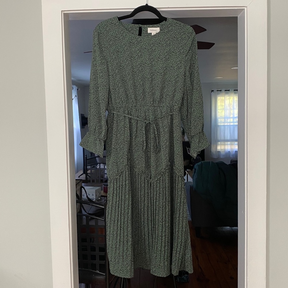 NWT bohme Forest Green Printed Midi Dress